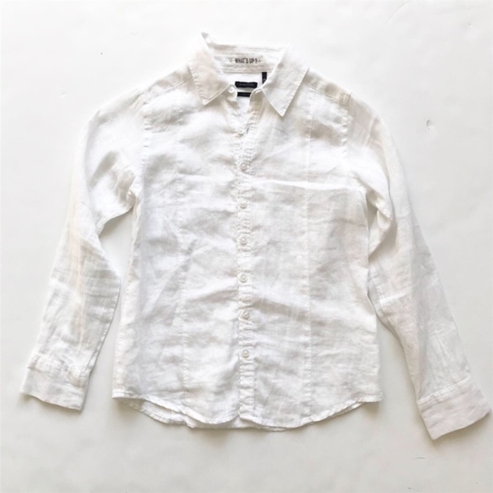 IKKS White slim fit linen button down VGUC 10A/136